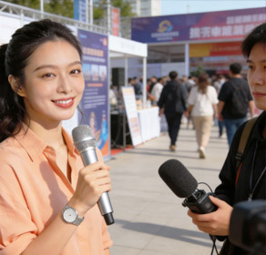 云算算团队展会上接受采访